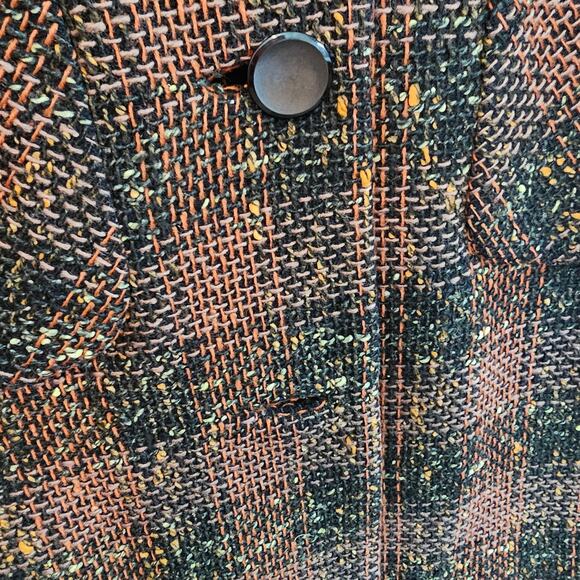 Vintage Marissa Ferrero Coat Womens Large Brown Plaid Wool Preppy 90s Academia - Picture 5 of 10